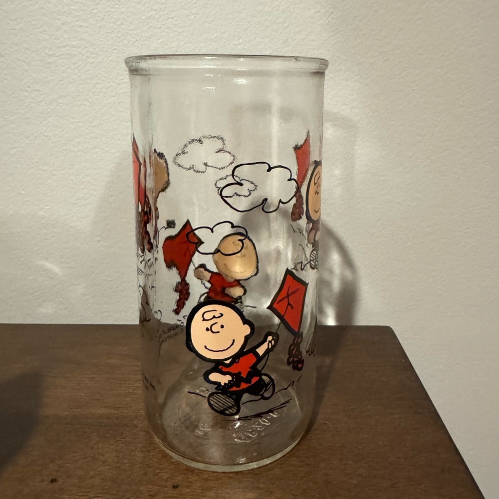 Vintage Peanuts Charlie Brown Promotional Jelly Jar Drinking Glass Novelty